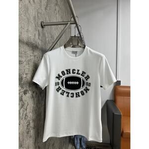 Moncler Men's and Women's crew neck white short sleeve T-shirt
